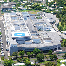 Aerial viiw of the Taaone Hospital in Tahiti